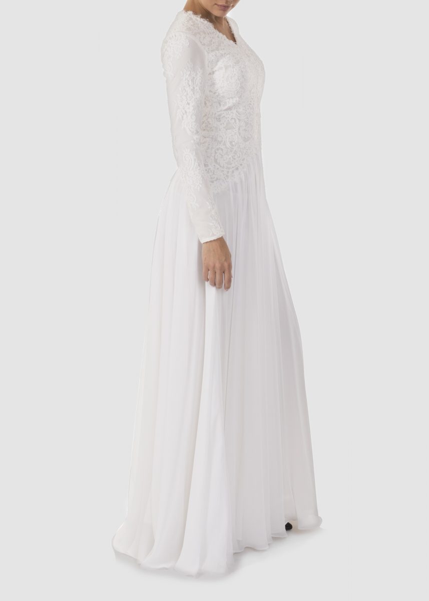 White Lace & Chiffon Dress – Tichi's